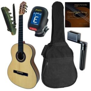 Pack de guitarra Flamenca C320.202F Con Caja a color-Funda-Afinador-Cejilla-Tensor de cuerdas-Juego de Cuerdas de Repuesto
